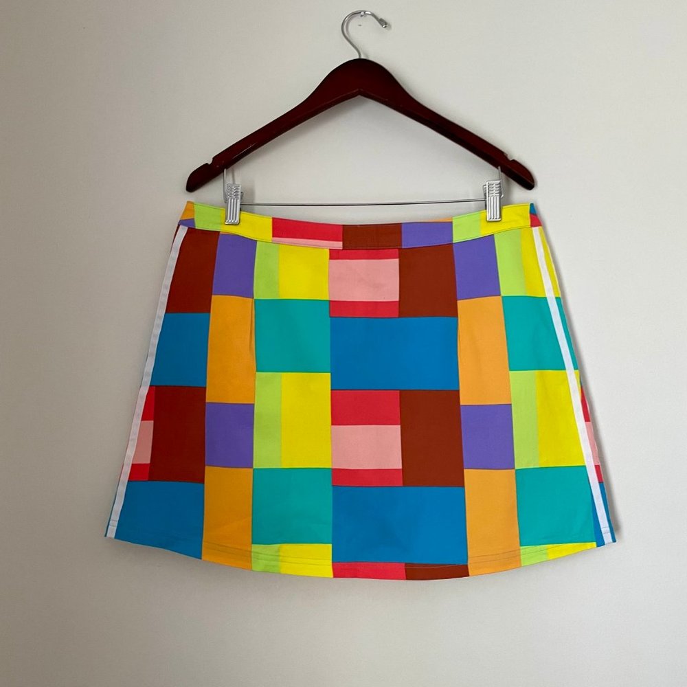 Adidas Summer Surf Skirt large multi color patch button front skirt Large NWOT - Picture 3 of 6